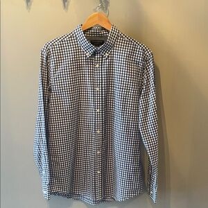 Mens Banana Republic Navy and White Checkered Shirt Size Large